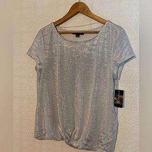 INC International Concepts | Silver Metallic Blouse | Medium